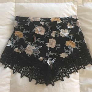 Kendall & Kylie High Waisted Floral Lace Shorts